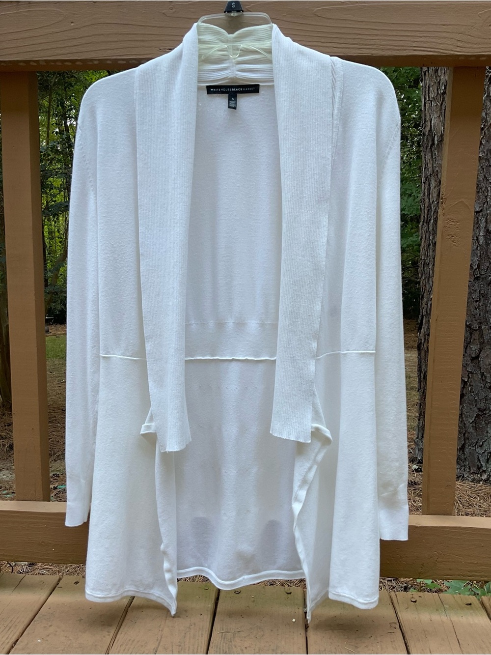 White House Black Market White Open-Front Draped Cardigan